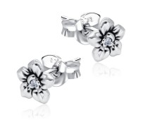 Beautiful Flowers with CZ Stone Silver Ear Stud STS-5477  